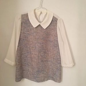 Tweed&seethrough blouse